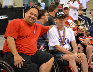 Two Happy Veterans On Wheelchair Games